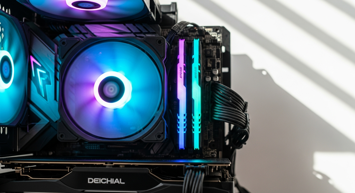 Geometric Future Squama 2503 RGB PWM fan with dual-loop addressable RGB LEDs and patented particle design