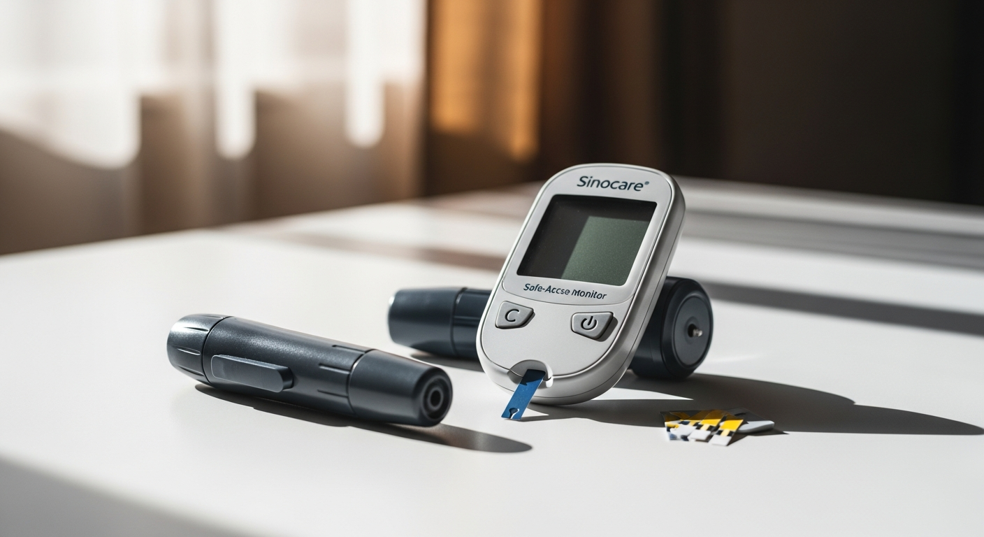 Sinocare Safe-Accu2 Blood Glucose Monitor Kit with test strips and lancing device