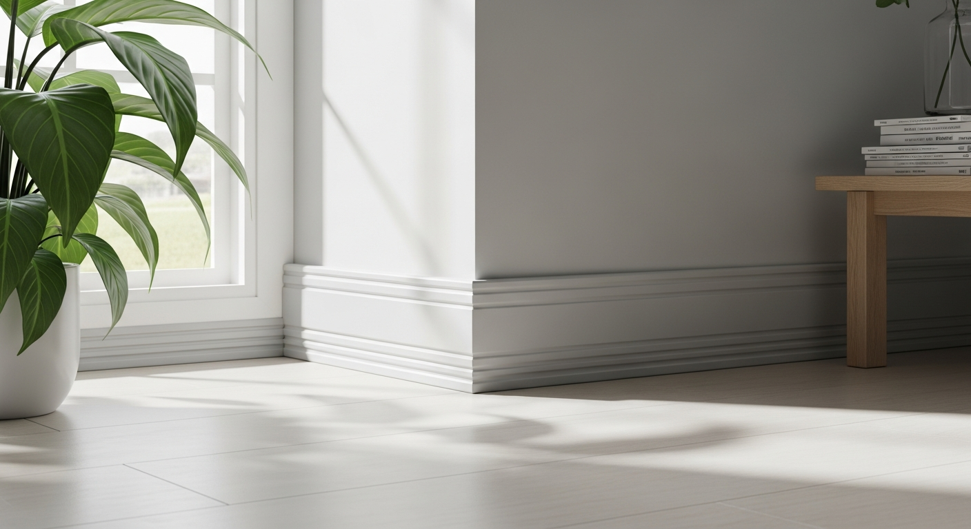 Skirting King Square Edge Grooved MDF Skirting board profile detail showing groove design
