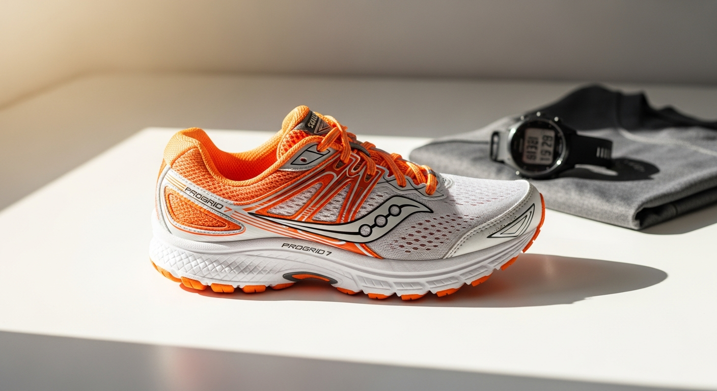 Saucony ProGrid Guide 7 retro sneaker in grey and silver colorway