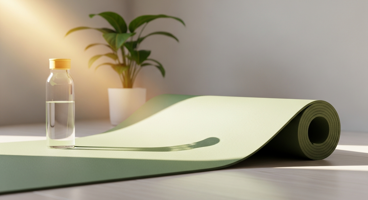 Premium natural rubber yoga mat with non-slip surface in forest green color