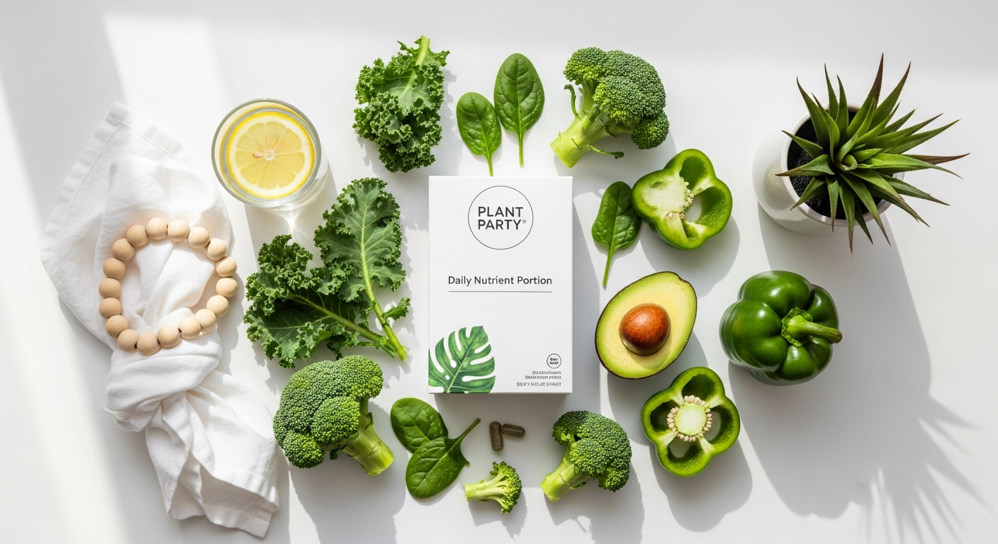Dark chocolate plant-based nutrient portion with green tea and botanical ingredients