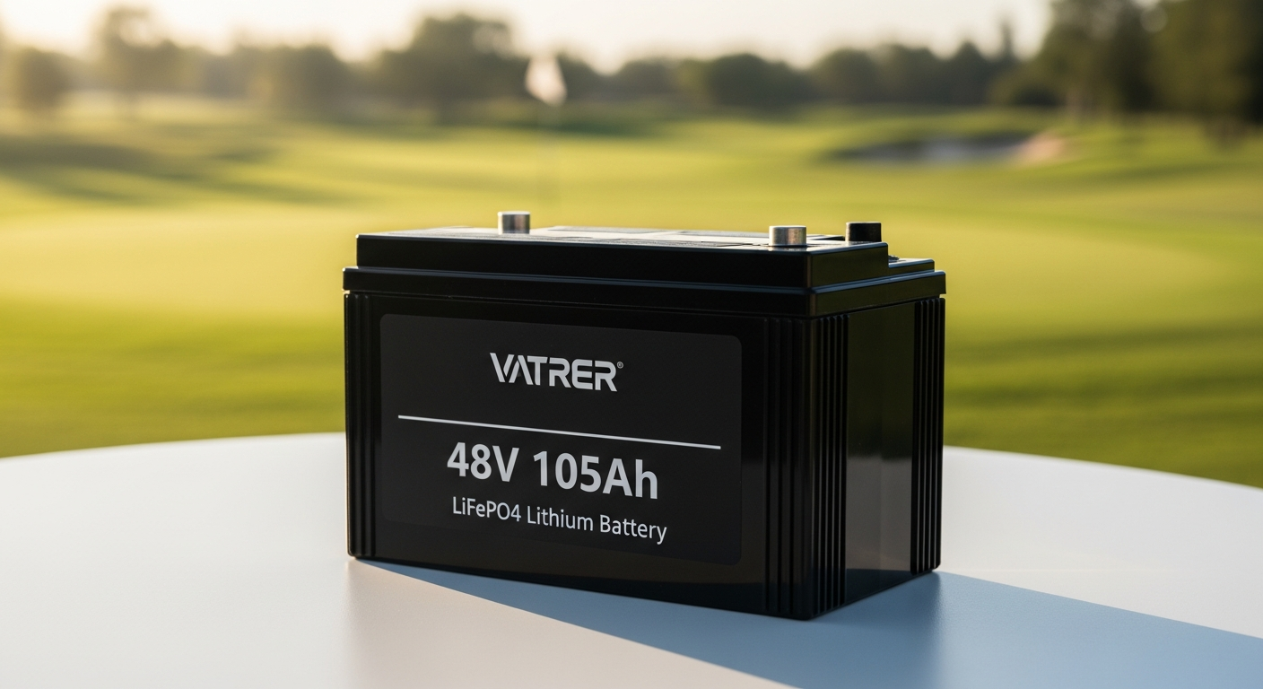 Vatrer 48V 105Ah lithium golf cart battery with smart monitoring display