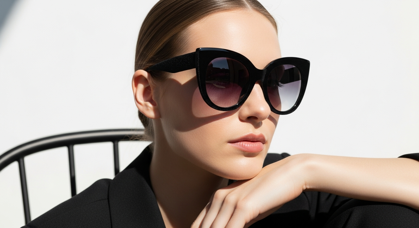 Velvet Eyewear Joie cat-eye sunglasses with black frames and grey fade lenses