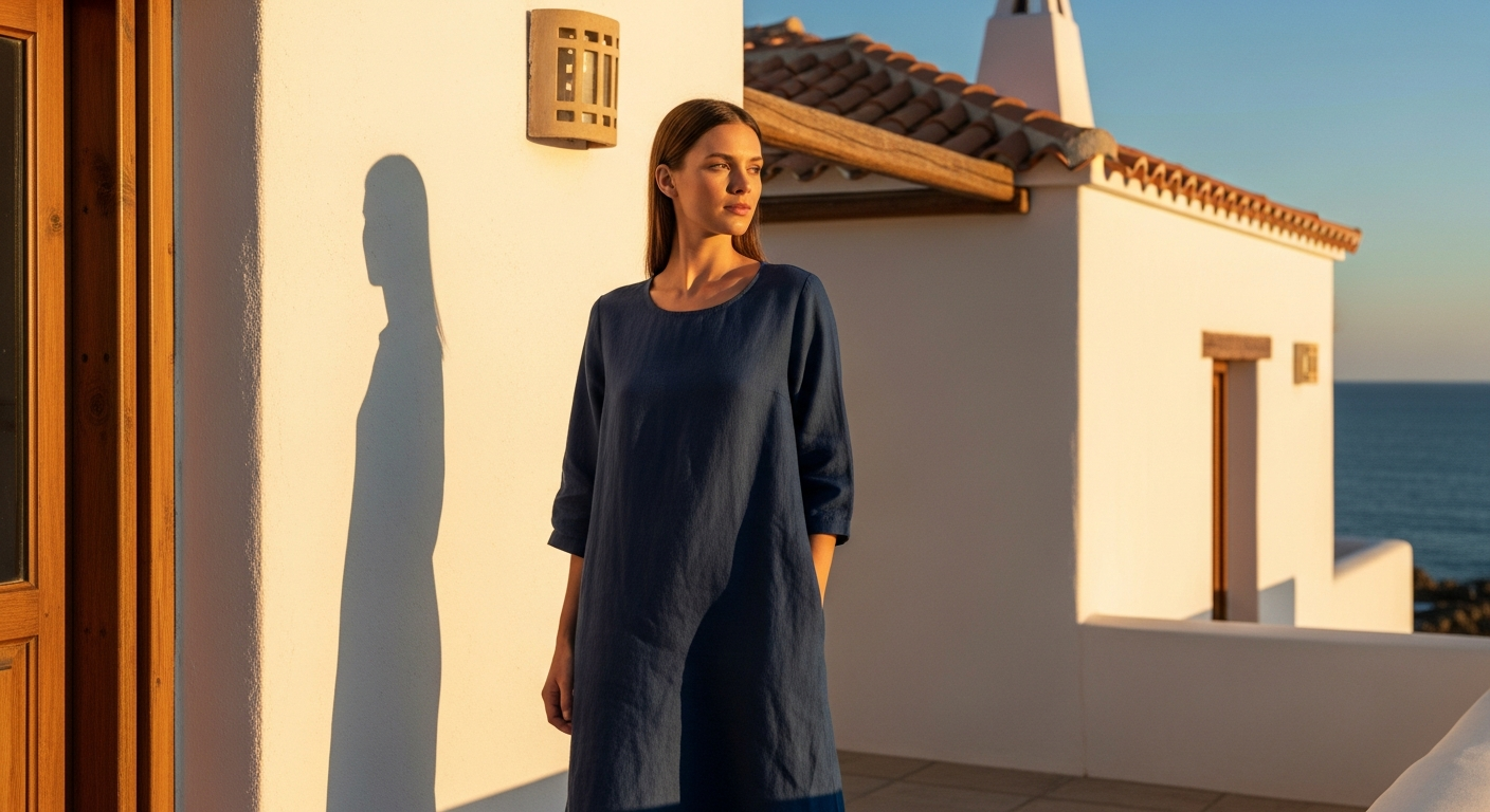 Marta Indigo Tunic Dress: Flattering Summer Style