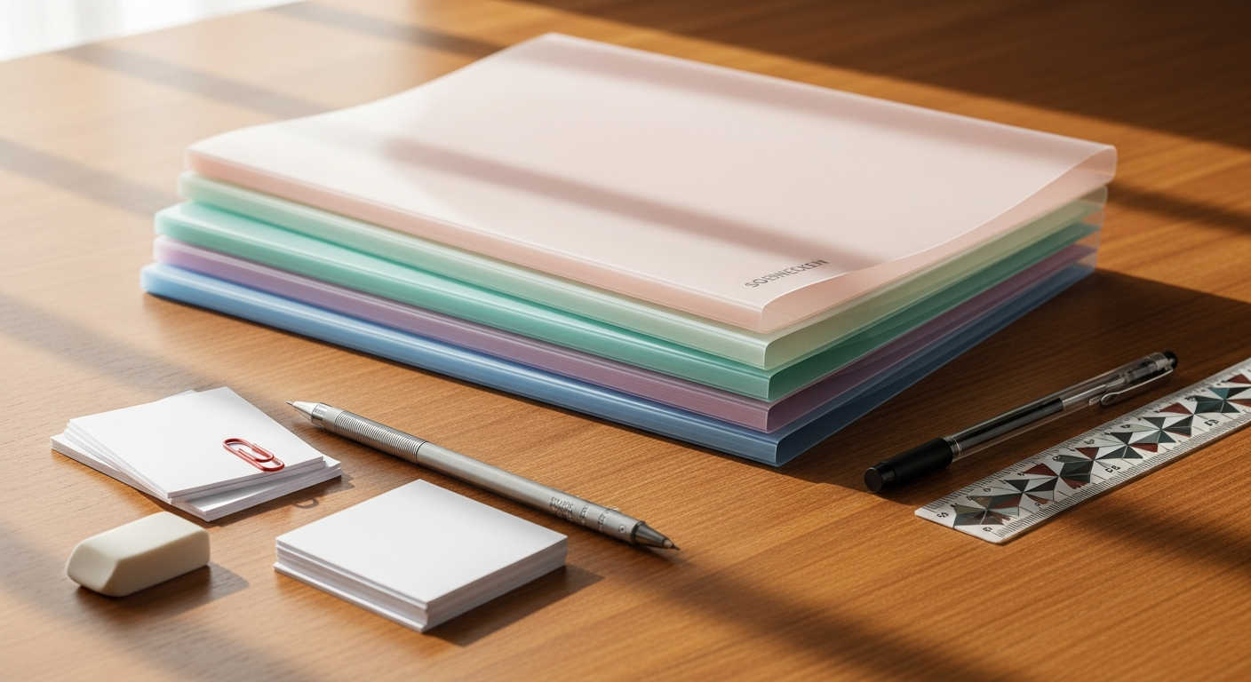 Soennecken DIN A4 clear document folders stacked showing transparent polypropylene design