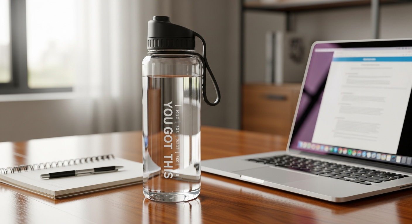 Xtusimple 32oz insulated water bottle with motivational sticker challenge system design