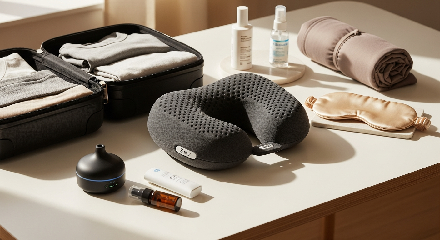 Zello Portable Pro Max white noise machine with red light therapy displayed on white background