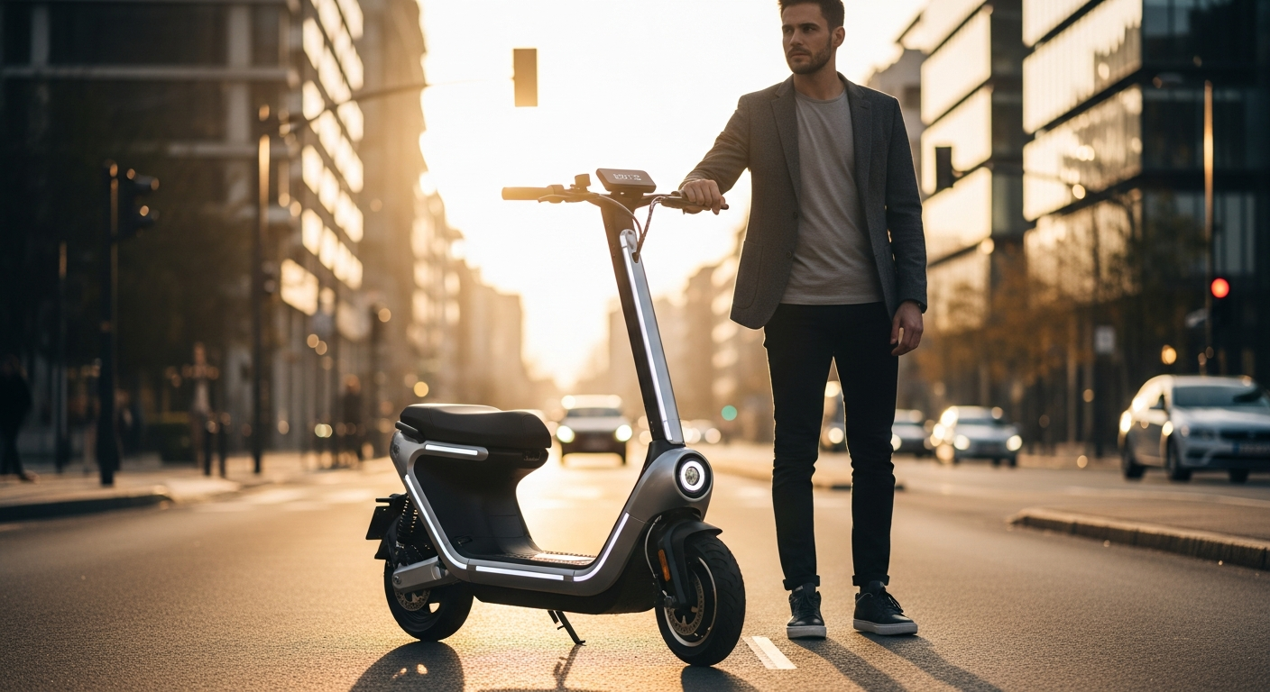 iHoverboard X3 electric commuter scooter displayed on urban street