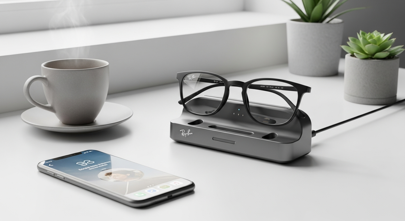 Ray-Ban Meta smart glasses charging dock with 650mAh battery capacity